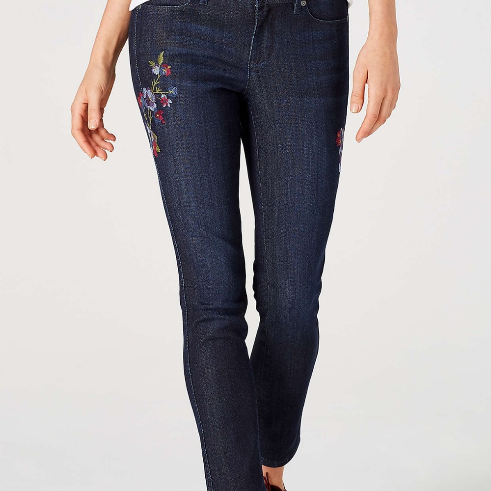 J. Jill Luna Slim Ankle Floral Embroidered Jeans